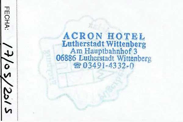 Sello del Hotel Acron, de Wittenberg