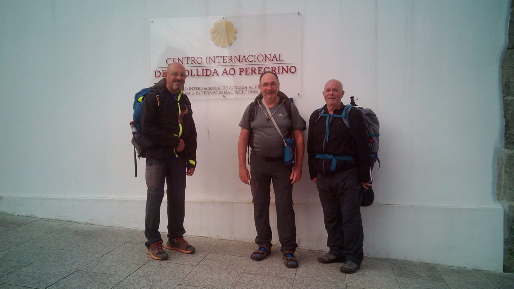 Tres peregrinos. Santiago de Compostela