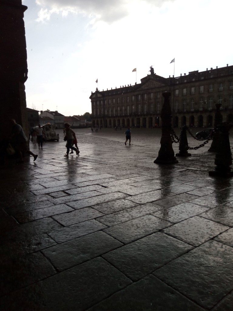 Plaza del Obradoiro bajo la lluvia. Santiago de Compostela