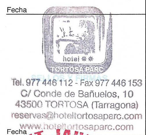 Sello del Hotel Tortosa Parc en Tortosa